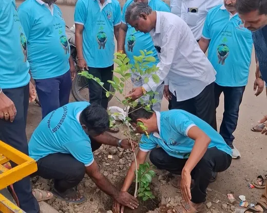 Tree plantation activity on Double Road Mahalingpur